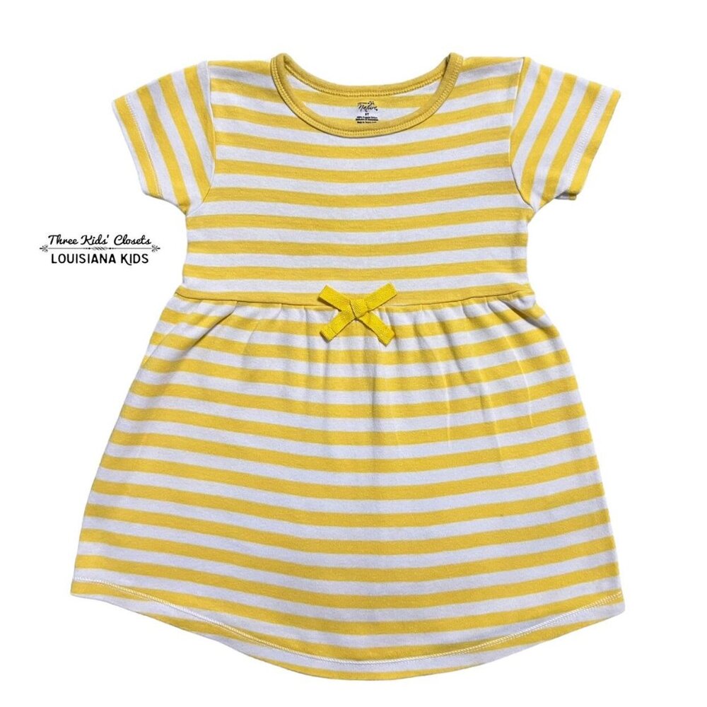 Touched By Nature 5T Organic Yellow Striped Dress
